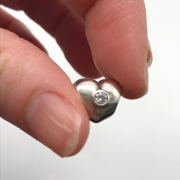 Pandora Clear CZ Puffy Heart Bead Retired Charm - Picture 2 of 3